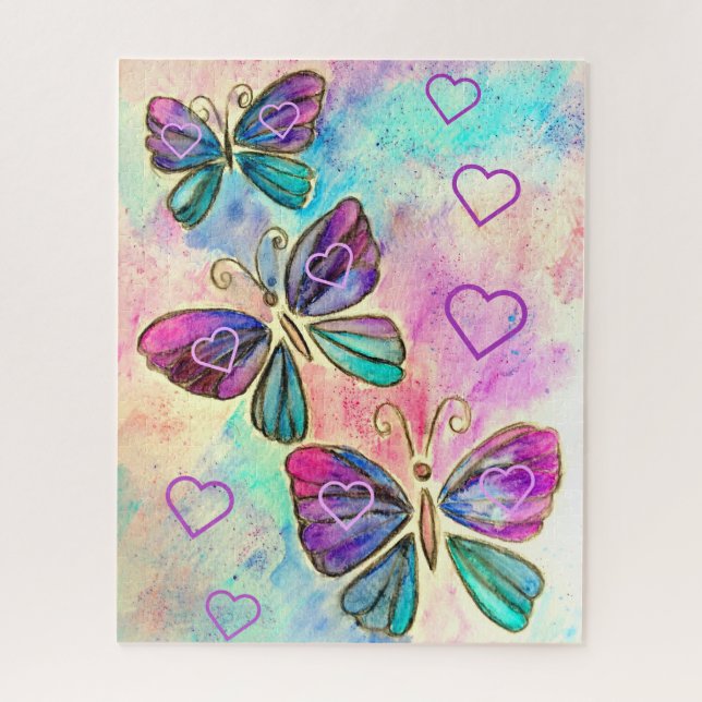 Watercolor Butterflies Puzzle (Vertical)