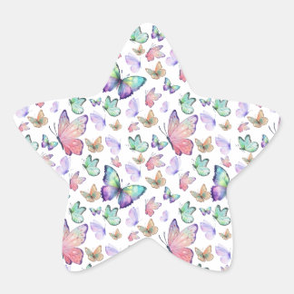 Watercolor Butterflies Seamless Pattern Star Sticker