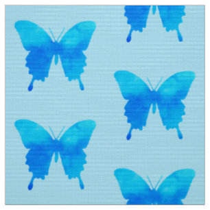 Watercolor Butterflies - Shades of Sky Blue Fabric