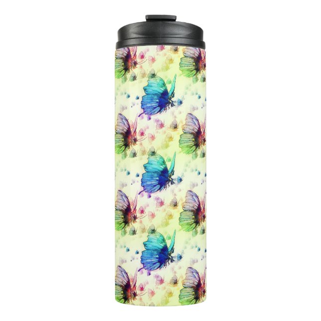 Watercolor Butterflies Thermal Tumbler (Front)