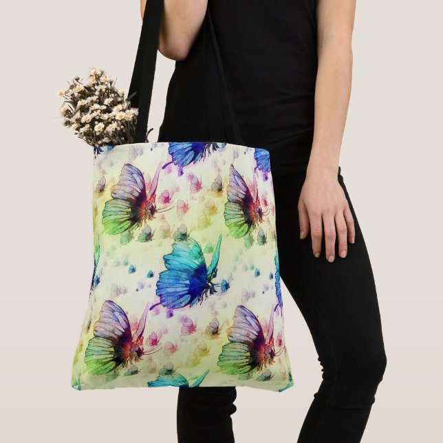 Watercolor Butterflies Tote Bag (Close Up)