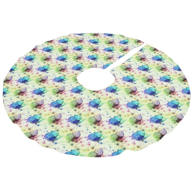 Watercolor Butterflies Tree Skirt (Angled)