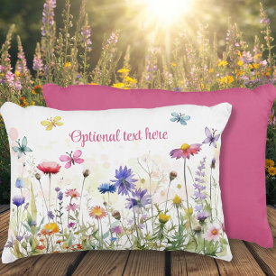 Watercolor Butterflies wildflower bokeh text  Decorative Cushion