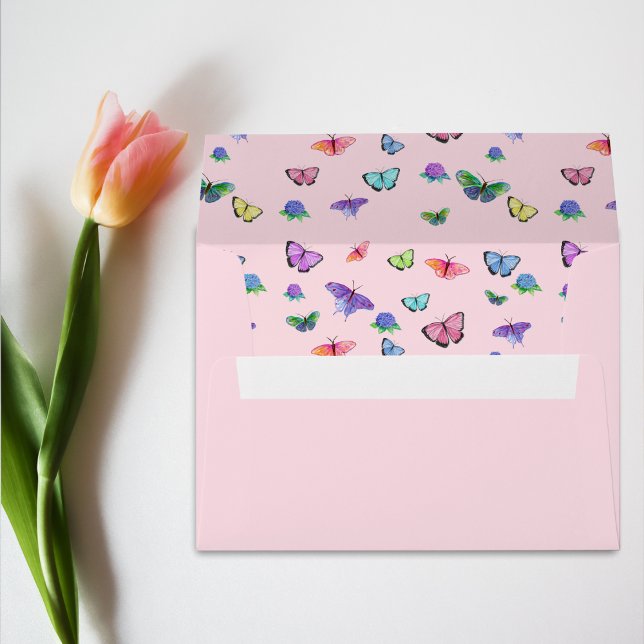 Watercolor Butterflies With Hydrangeas Envelope (Creator Uploaded)
