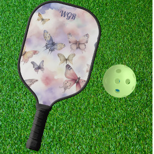 Watercolor Butterflies with Monogram  Pickleball Paddle