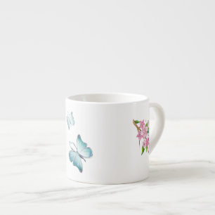 Watercolor Butterfly and Blossoms Espresso Cup