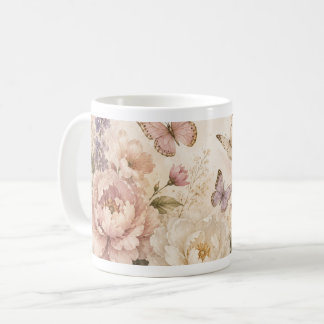 Watercolor butterfly and floral mug