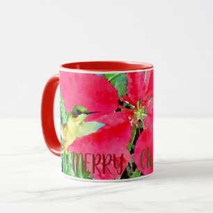 Watercolor Butterfly and Hummingbird Christmas Mug