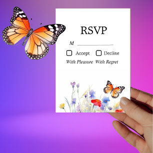 Watercolor Butterfly and Wildflowers RSVP Card
