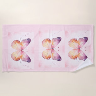 Watercolor Butterfly Art Beach Towel