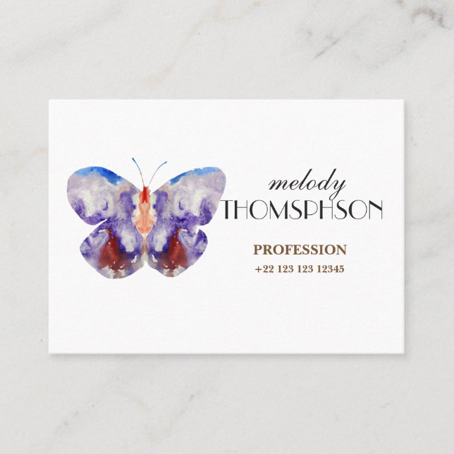 Watercolor Butterfly Art Business Card (Front)
