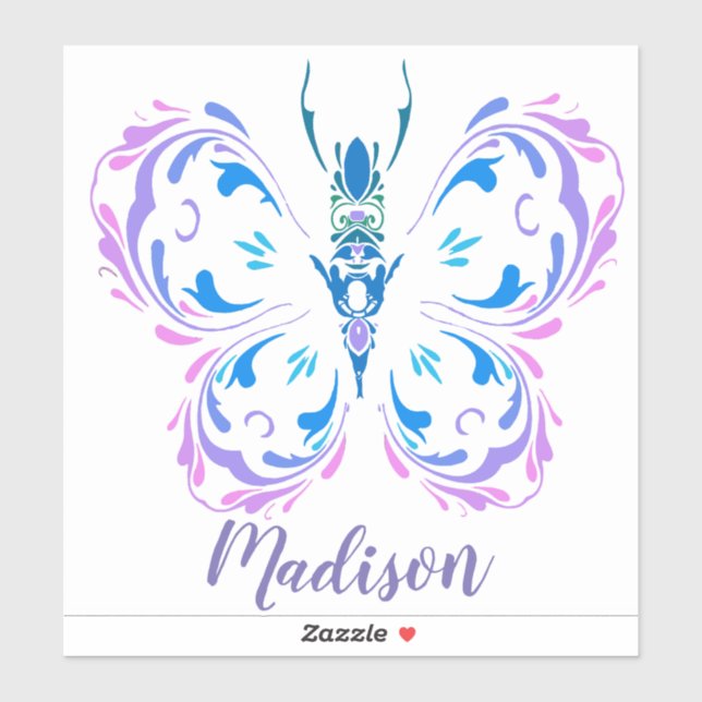 Watercolor Butterfly Art Custom Name (Sheet)