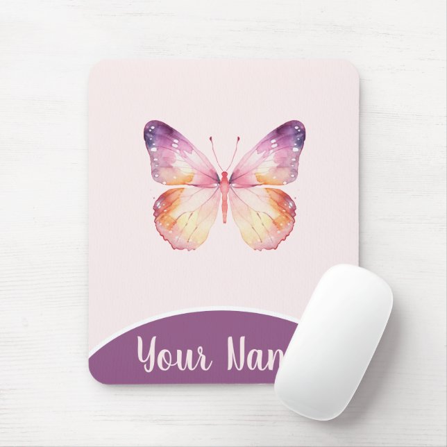 Watercolor Butterfly Art  Mouse Mat (With Mouse)
