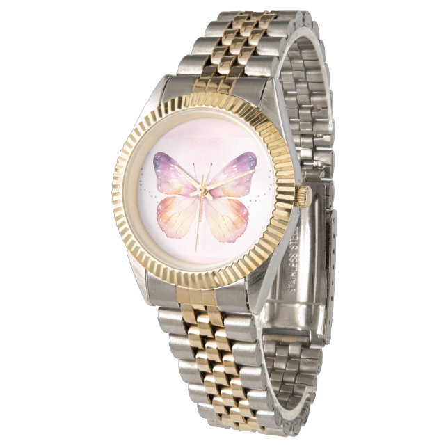 Watercolor Butterfly Art Watch (Angled)