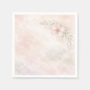 Watercolor Butterfly Baby in Bloom Floral Pink Napkin