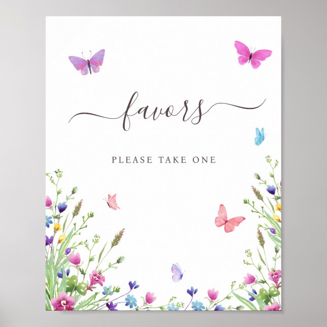 Watercolor Butterfly Baby Shower Favour Sign (Front)