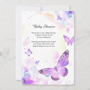 Watercolor Butterfly Baby Shower Invitation