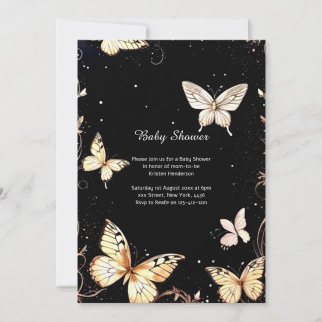 Watercolor Butterfly Baby Shower Invitation (Front)