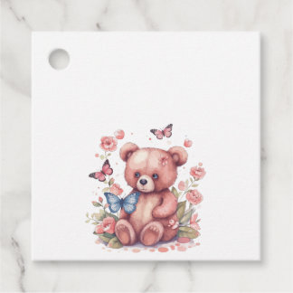Watercolor Butterfly Bear Favour Tags