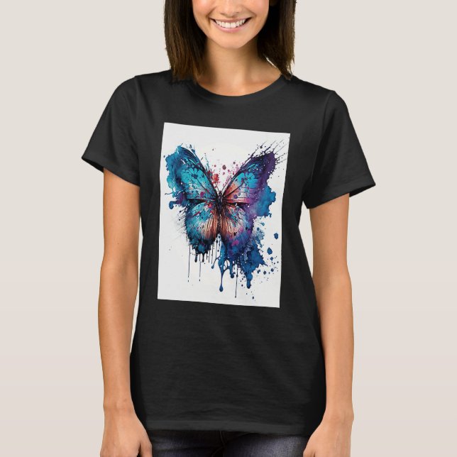 Watercolor Butterfly Beautiful Colorful  2 T-Shirt (Front)