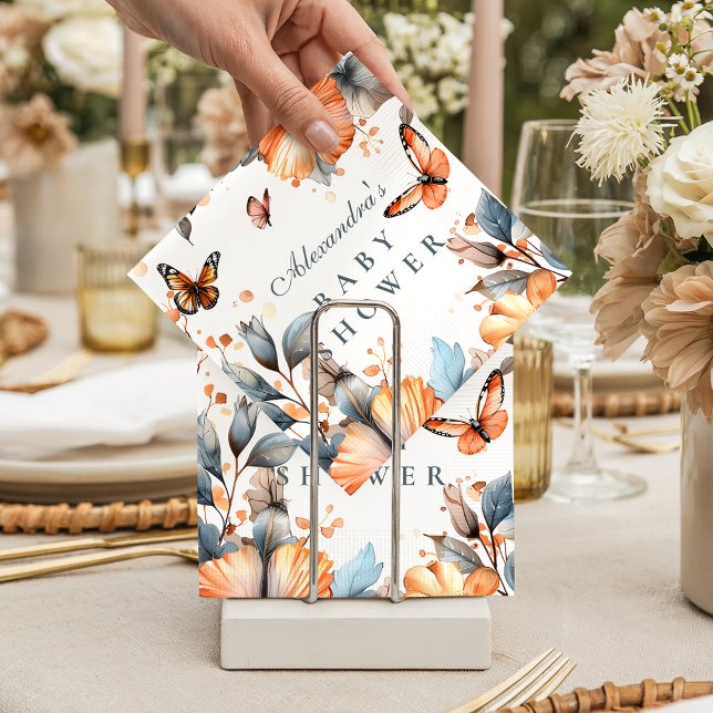Watercolor Butterfly Bloom Baby Shower Napkin (Creator Uploaded)