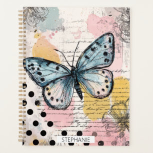 Watercolor Butterfly Blue Boho Nature Art Planner