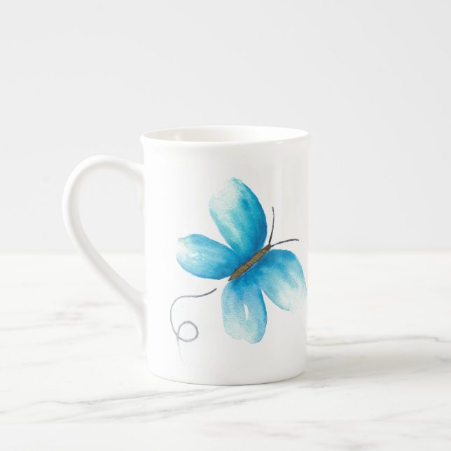 Watercolor Butterfly Bone China Mug (Left)