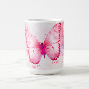 Watercolor Butterfly Breast Cancer Awareness Coffee Mug