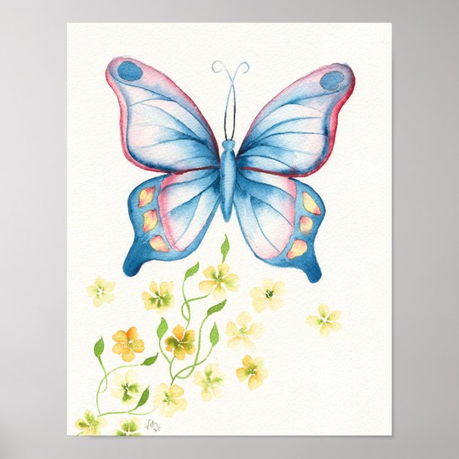 Watercolor Butterfly by Victoria Grigaliunas Poster (Front)