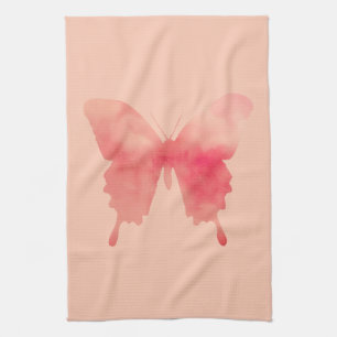 Watercolor Butterfly - Coral and Peach Tea Towel