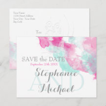 Watercolor Butterfly Cranberry Mint SavetheDate