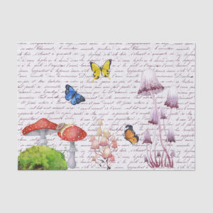 Watercolor Butterfly  Decoupage Mushroom  Tissue Paper