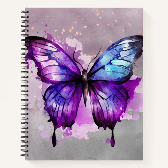 Watercolor Butterfly Delight Spiral Notebook (Front)