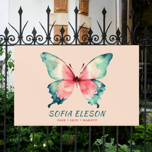 Watercolor Butterfly Elegant Blush Pink Blue Salon Banner