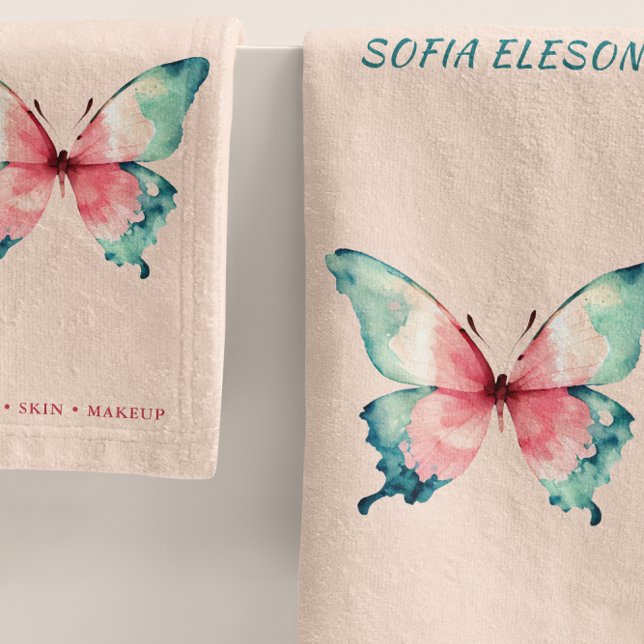 Watercolor Butterfly Elegant Blush Pink Salon Bath Towel Set (Creator Uploaded)