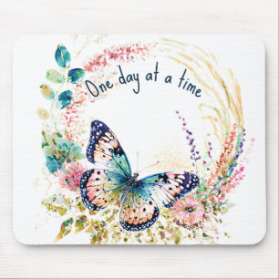 Watercolor butterfly floral custom mouse mat