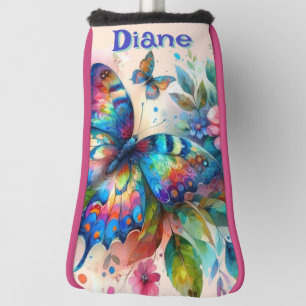 Watercolor Butterfly Floral Garden Personalized Golf Head Cover