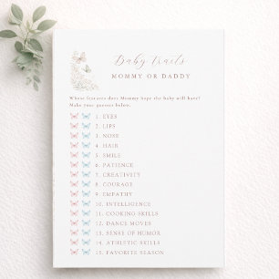 Watercolor Butterfly floral Guess Baby Traits Card