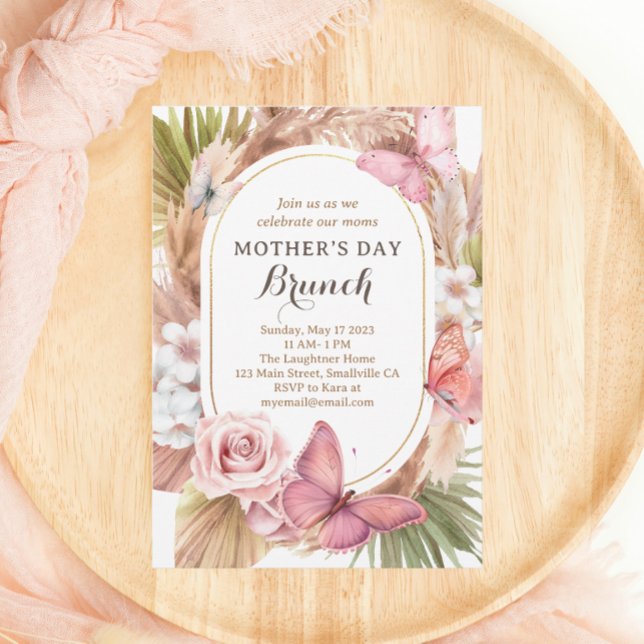 Watercolor Butterfly Floral Mothers Day Brunch Invitation (Creator Uploaded)