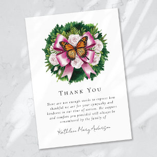 Watercolor Butterfly Floral Sympathy Funeral  Thank You Card
