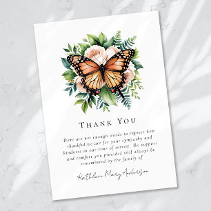 Watercolor Butterfly Floral Sympathy Funeral  Thank You Card