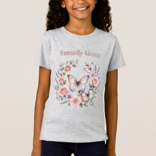 Watercolor Butterfly Floral Wreath - Romantic Boho T-Shirt