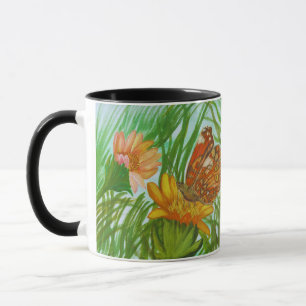 Watercolor Butterfly flower garden Mug