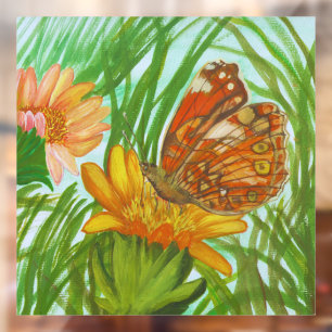 Watercolor Butterfly flower garden Window Cling