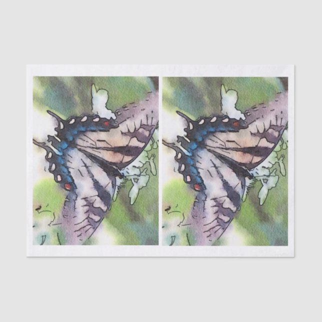 Watercolor Butterfly for glass bottle decoupage Tissue Paper (Front)