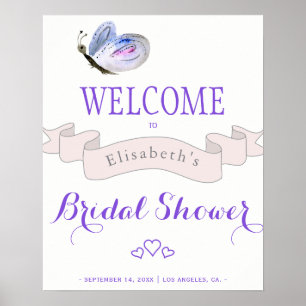 Watercolor  butterfly french bridal shower welcome poster