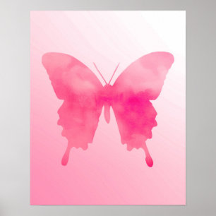 Watercolor Butterfly - Fuchsia and Pink Poster