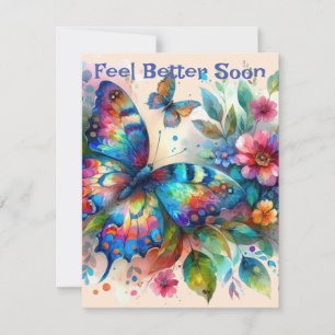Watercolor Butterfly Get Well Soon Greeting Card