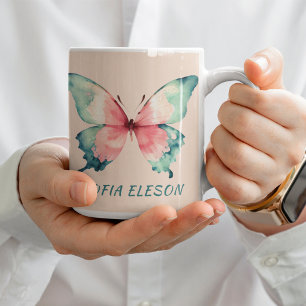 Watercolor Butterfly Girly Feminine Blush Pink  Coffee Mug