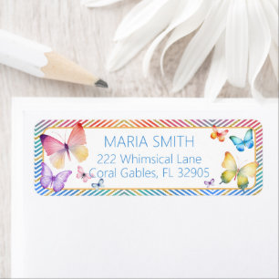 Watercolor Butterfly Gold Glitter Return Address